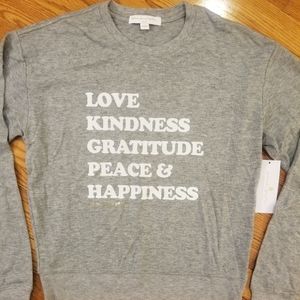 Spiritual Gangster Gray Love Happiness Savasana Sweater Hacci Pullover XL Med